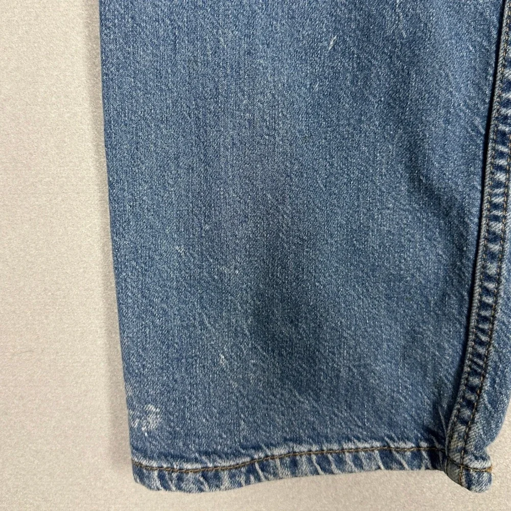 Levis 505 Jeans Mens 32X32 Blue Straight Leg Distressed Whiskering Stretch Denim